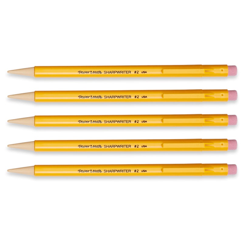 Paper MateÂ® SharpWriterÂ® Mechanical Pencils, 0.7 mm, Yellow Barrel, Pack Of 5 Pencils - Image 2
